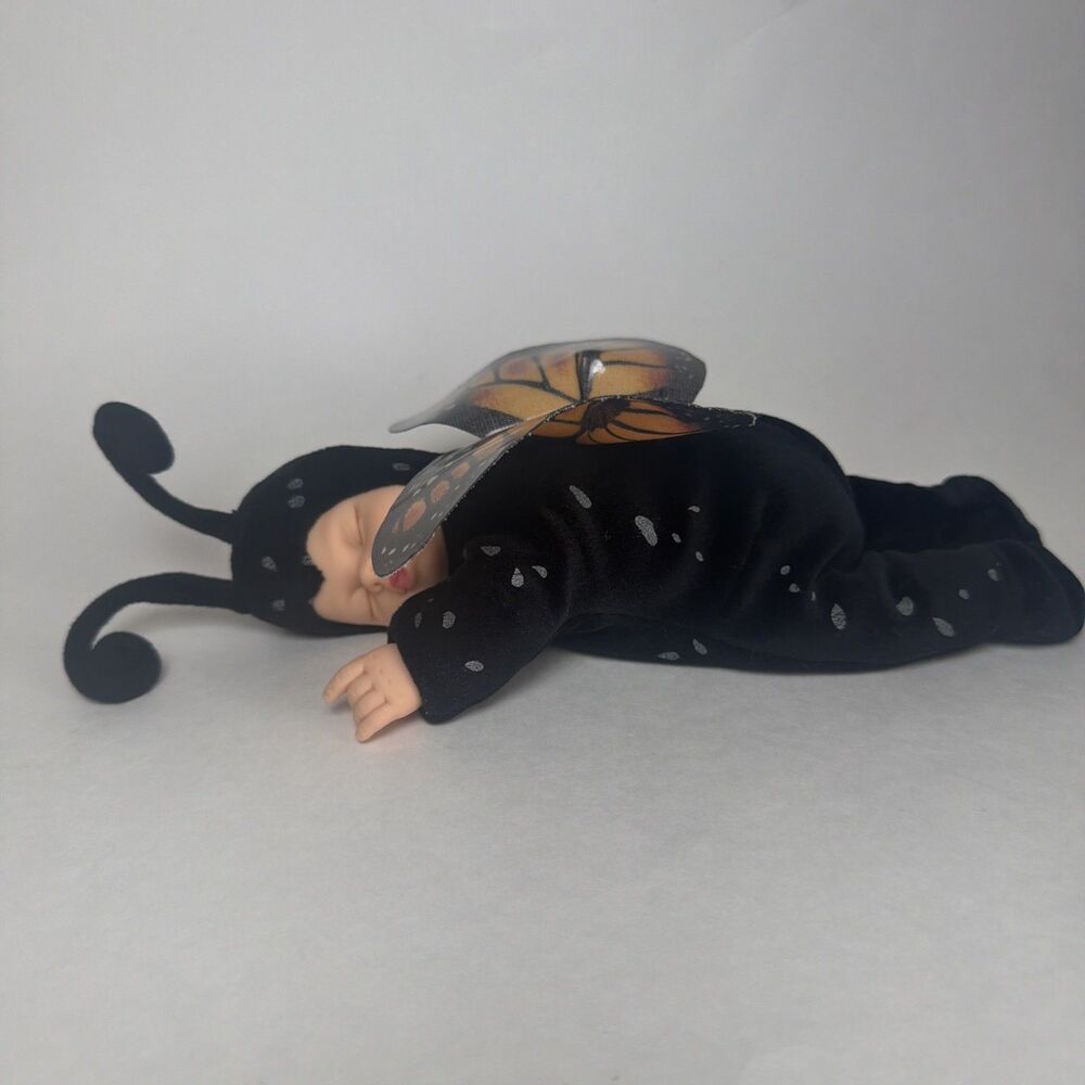 Anne Geddes Baby Monarch Butterfly Black Orange 9" Sleeping Doll Plush Bean Wing
